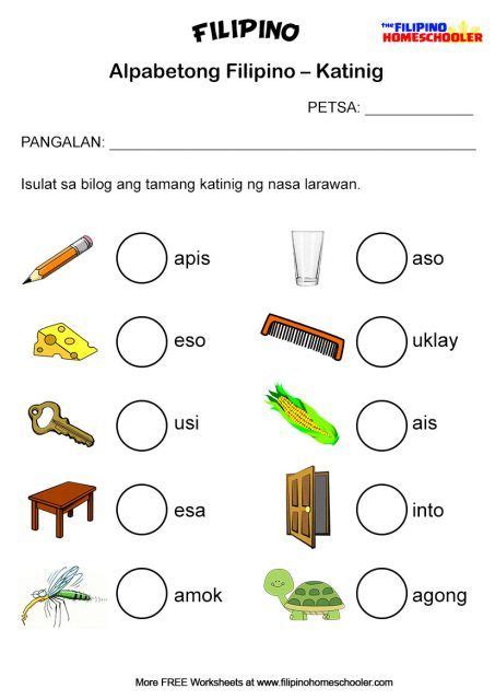 Filipino Subject Worksheets For Grade 1 - Best Quest