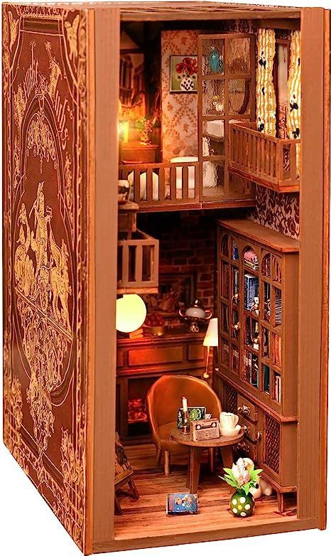 Morefeel DIY Book Nook Kit DIY Miniature Dollhouse Booknook Kit For