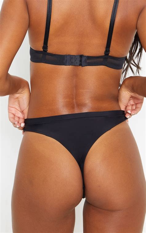 Black Seamless Thong | Lingerie | PrettyLittleThing AUS