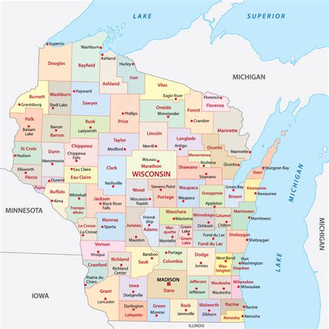 Wisconsin Counties Map | Mappr 