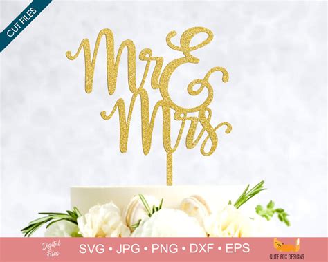 Cake Topper Svg Mr And Mrs Cake Topper Svg File Wedding Etsy