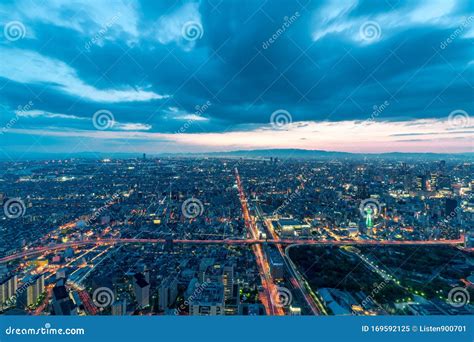 Skyline in Osaka, Night View of the Cityscapes Stock Image - Image of ...