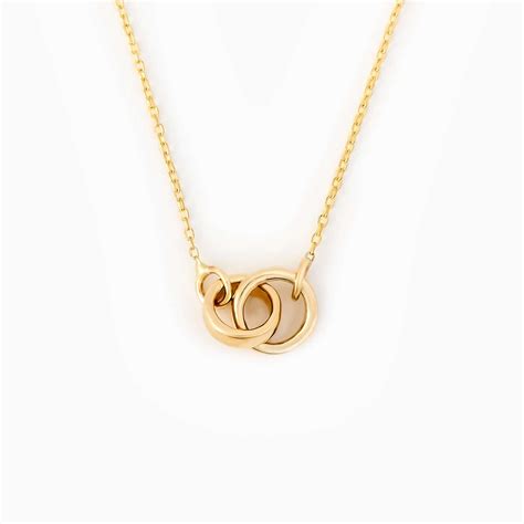 Gelin 14k Solid Gold Interlocking Circle Necklace Intertwined Circle Necklaces For Women In