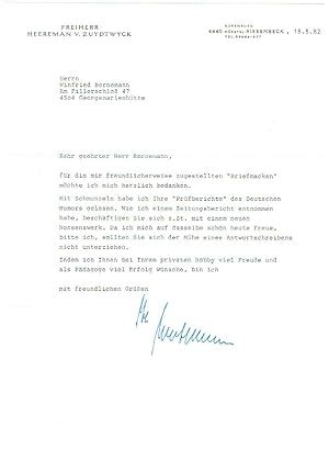 Ms Brief Mit Eigenh Unterschrift Von Heereman Von Zuydtwyck