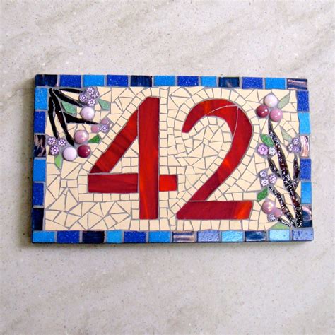 Mosaic House Number Number Sign Street Address Bespoke Number Wall