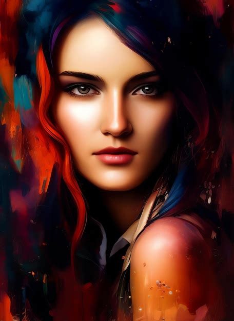 Premium Photo | Painting of the face of a beautiful woman, portrait of ...