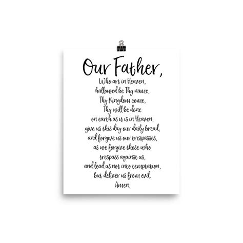 Our Father Prayer - The Lord's Prayer Catholic Art Poster - Catholic H ...