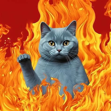 Premium Ai Image Cat On Fire Angry Catr Meme Pop Art Firey Cat Design