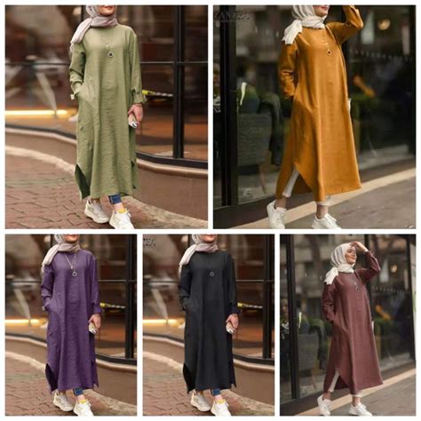 887 Longsleeve A M Muslim Plain Maxi Dress FIT TO XLARGE Shopee