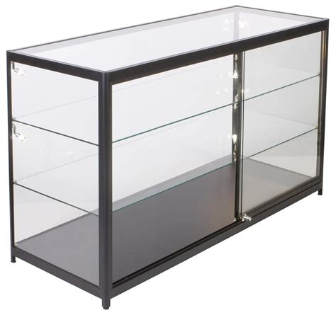 Retail Display Case W Led Side Lights Sliding Door Ships