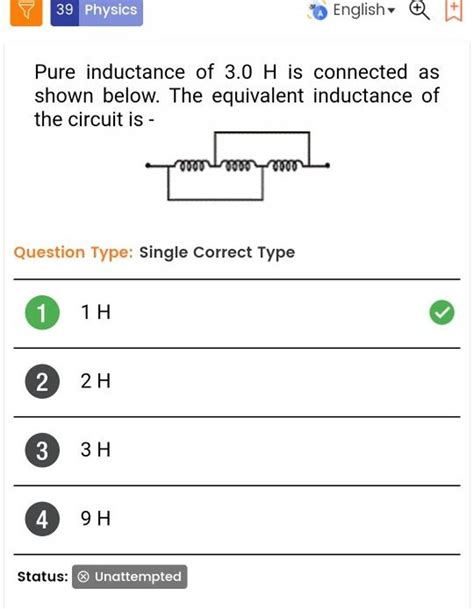 Pure Inductance Of H Is Connected As Shown Below The Equivalent Induc