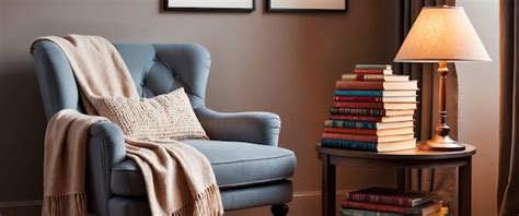 Premium Photo Cozy Reading Nook With Plush Armchair Soft Blanket And