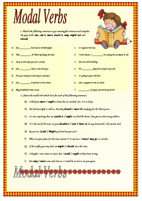 English Worksheets Modal Verbs