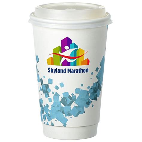 Cubes Floating Full Color Insulated Paper Cup With Lid Oz