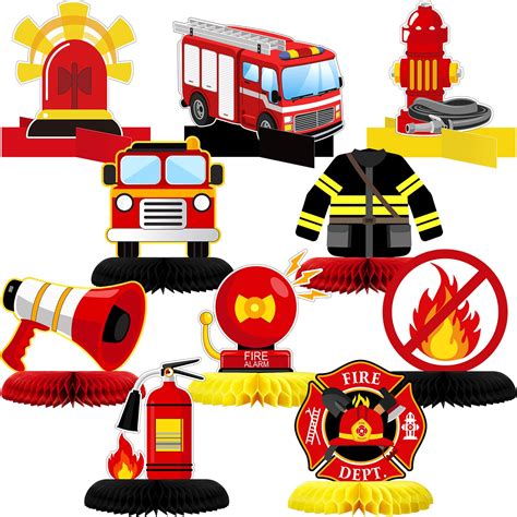 Buy Pcs Firefighter Honeycomb Centerpieces Cardboard Table