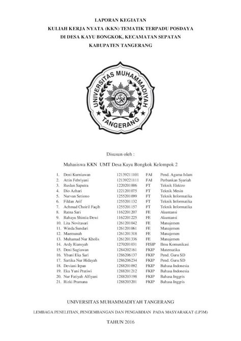 PDF LAPORAN KEGIATAN KULIAH KERJA NYATA KKN TEMATIK LAPORAN