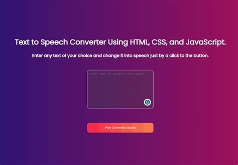 Build A Text To Speech Converter Using Html Css And Javascript