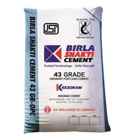 Ppc Pozzolana Portland Cement Birla Shakti Cement Packaging Size