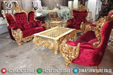 Model Set Kursi Sofa Tamu Mewah Jepara Seri Bellagio Gold Leaf Royal DF