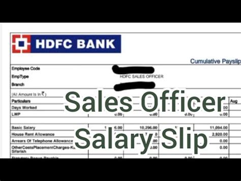 Hdfc Bank Sales Officer Salary Slip Sales Officer Job Salary In Hdfc