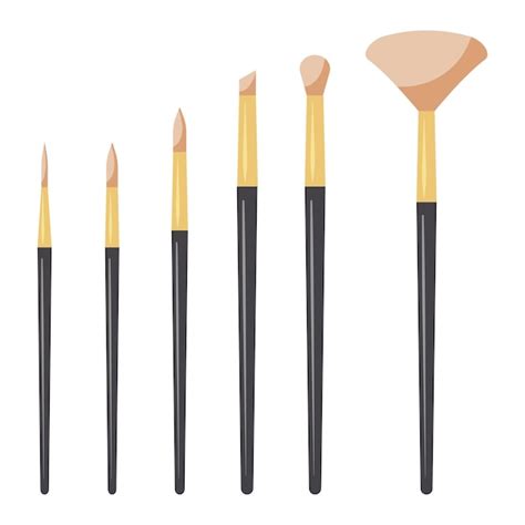 Conjunto De Pincéis De Maquiagem Ilustração Vetorial Vetor Premium