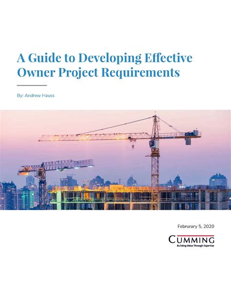 A Guide To Developing Effective Owner Project Requirements Cumming Group