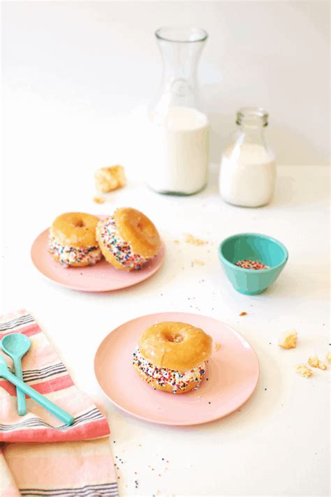 Glazed Donut Ice Cream Sandwiches With Sprinkles The Butter Half