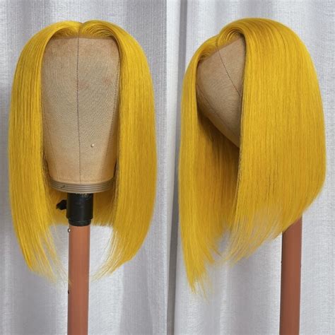 Clearance Sale Nadula Lemon Yellow Bob Wig 13x4 Lace Frontal Wig Pre