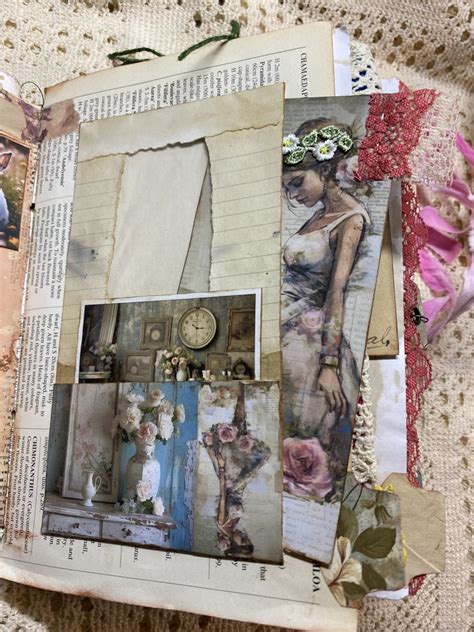 Handmade Vintage Style Junk Journal Heavily Decorated With Plenty Of