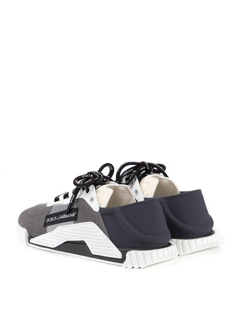 Dolce And Gabbana White And Grey Canvas Ns1 Sneakers In Black White