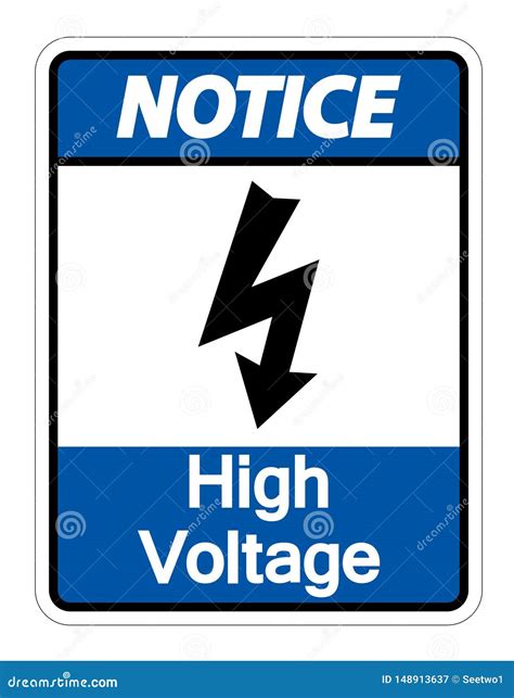 Notice High Voltage Sign Isolate On White Backgroundvector