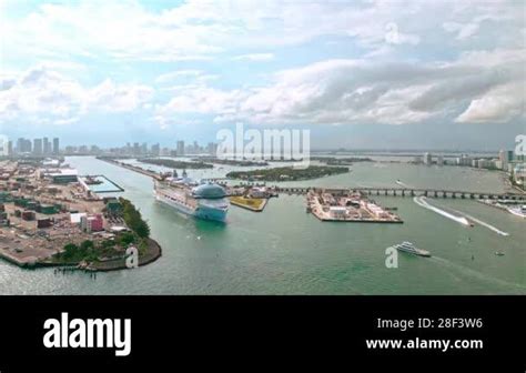 June 8 2024 Miami Beach Florida Aerial View Cruise Ship Icon Of