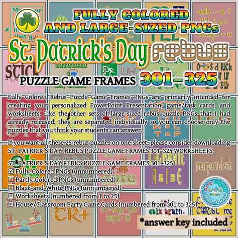 Partly Colored Rebus Puzzle Game Frames Pngs Made By Teachers