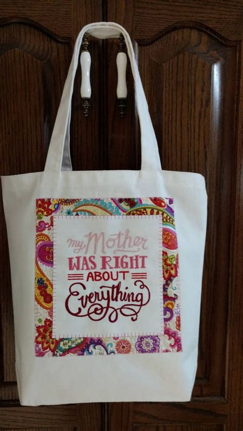 Custom Embroidered Tote Bag Lined Cotton Canvas Pink Paisley Etsy