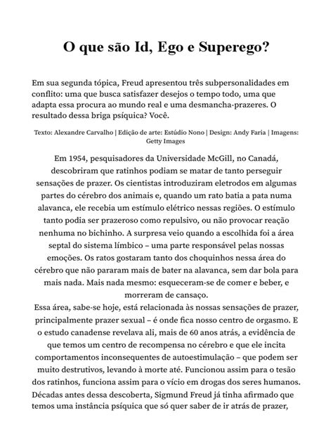 O Que São Id Ego E Superego Pdf Autoimagem Sigmund Freud