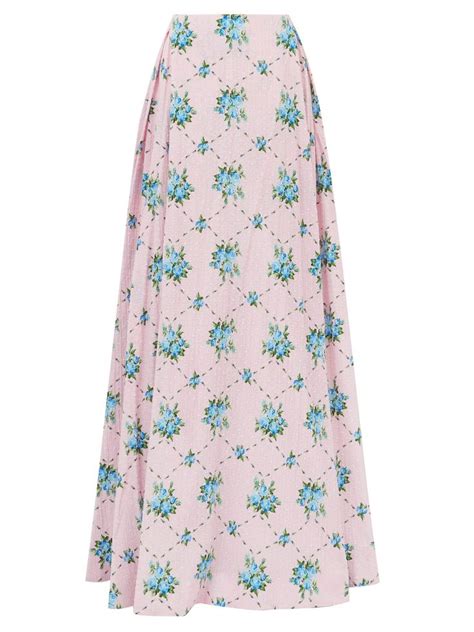 Constancia Rose Print Cotton Bibiano Maxi Skirt Emilia Wickstead