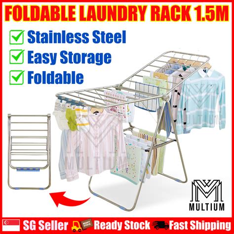 M M Stainless Steel Foldable Laundry Rack Collapsible Rack Drying