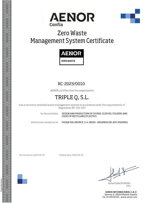 Triple Q Que Significa La Certificaci N Residuo Cero