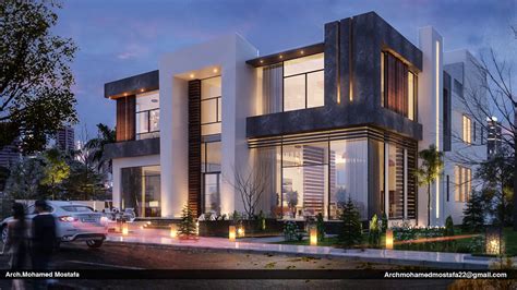 Twin Villa On Behance Modern House Facades Modern Exterior House Images