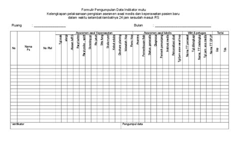 Formulir Pengumpulan Data Indikator Mutu Pdf