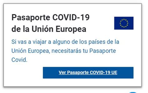 Pasaporte COVID 19 para ingresar a países de la Unión Europa así