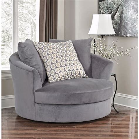 Homsof Swivel Accent Barrel Modern Sofa Lounge Club Big Round Chair With Storage Ottoman Linen