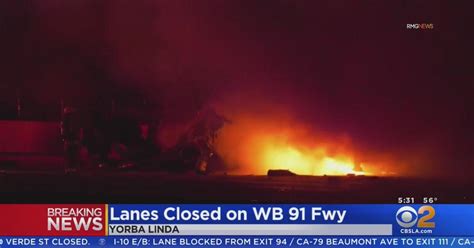 Traffic Backed Up For Miles After Fiery Big Rig Wreck On 91 Freeway In