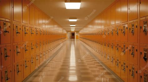 Premium AI Image | Modern Corridor of an American School with Lockers