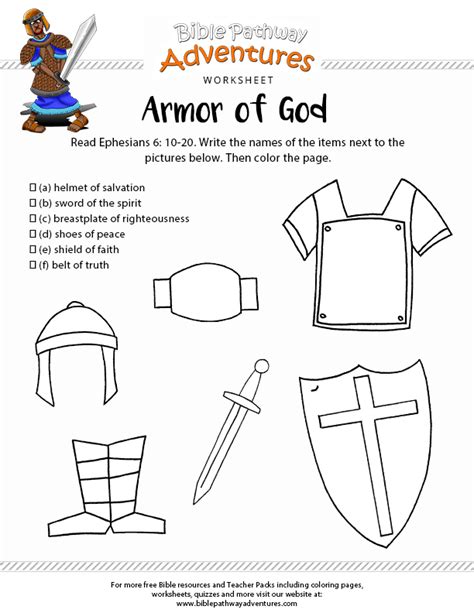 Printable Armor Of God Crafts