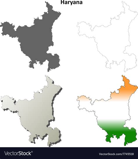 Haryana blank detailed outline map set Royalty Free Vector