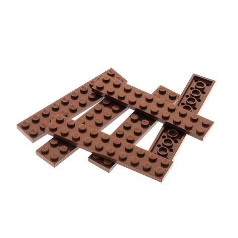 6 X Lego System Leiste Basic Bau Platte 2x10 Stein Reddish Rot Braun Set Star Wars 10188 41122