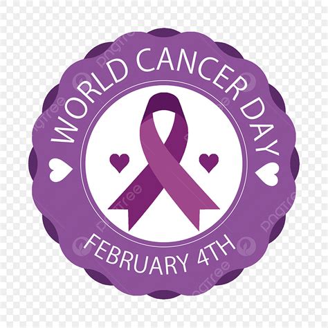 World Cancer Day White Transparent Promote Purple Badge World Cancer