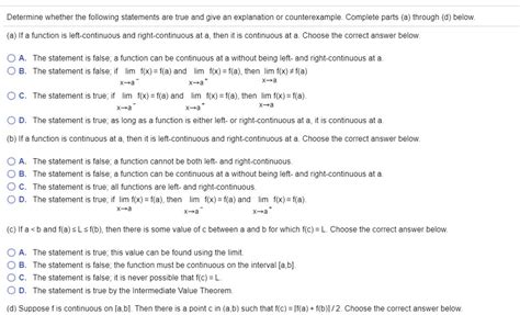 Solved Determine Whether The Following Statements Are True Chegg