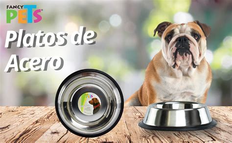 Fancy Pets Plato De Acero Para Perro Con Base Antiderrapante De 8 Onzas